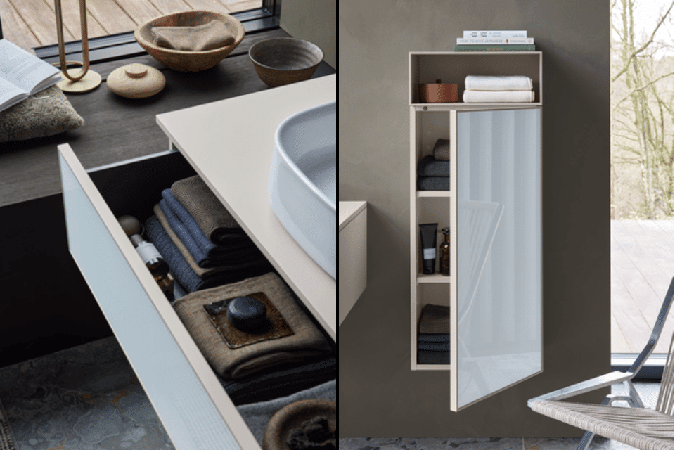 Duravit Zencha Möbel in weißem Flachglas.