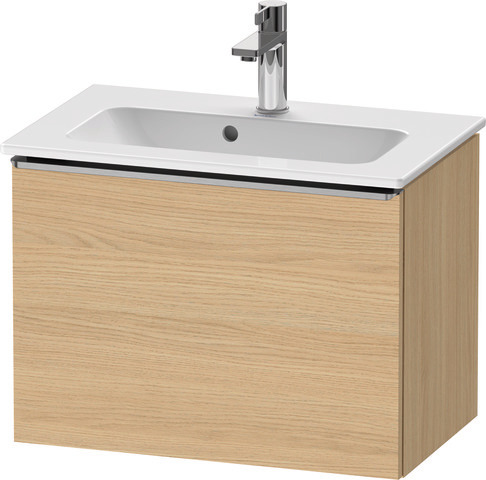 Duravit D-Neo Waschtischunterbau wandhängend mit Möbelgriff Edelstahl gebürstet