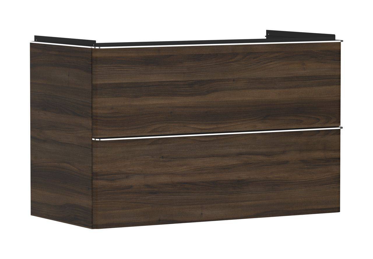 Xelu Q vanity unit 980mm dark walnut body, chrome handle