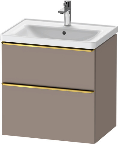 Duravit D-Neo Waschtischunterbau wandhängend mit Möbelgriff Gold poliert