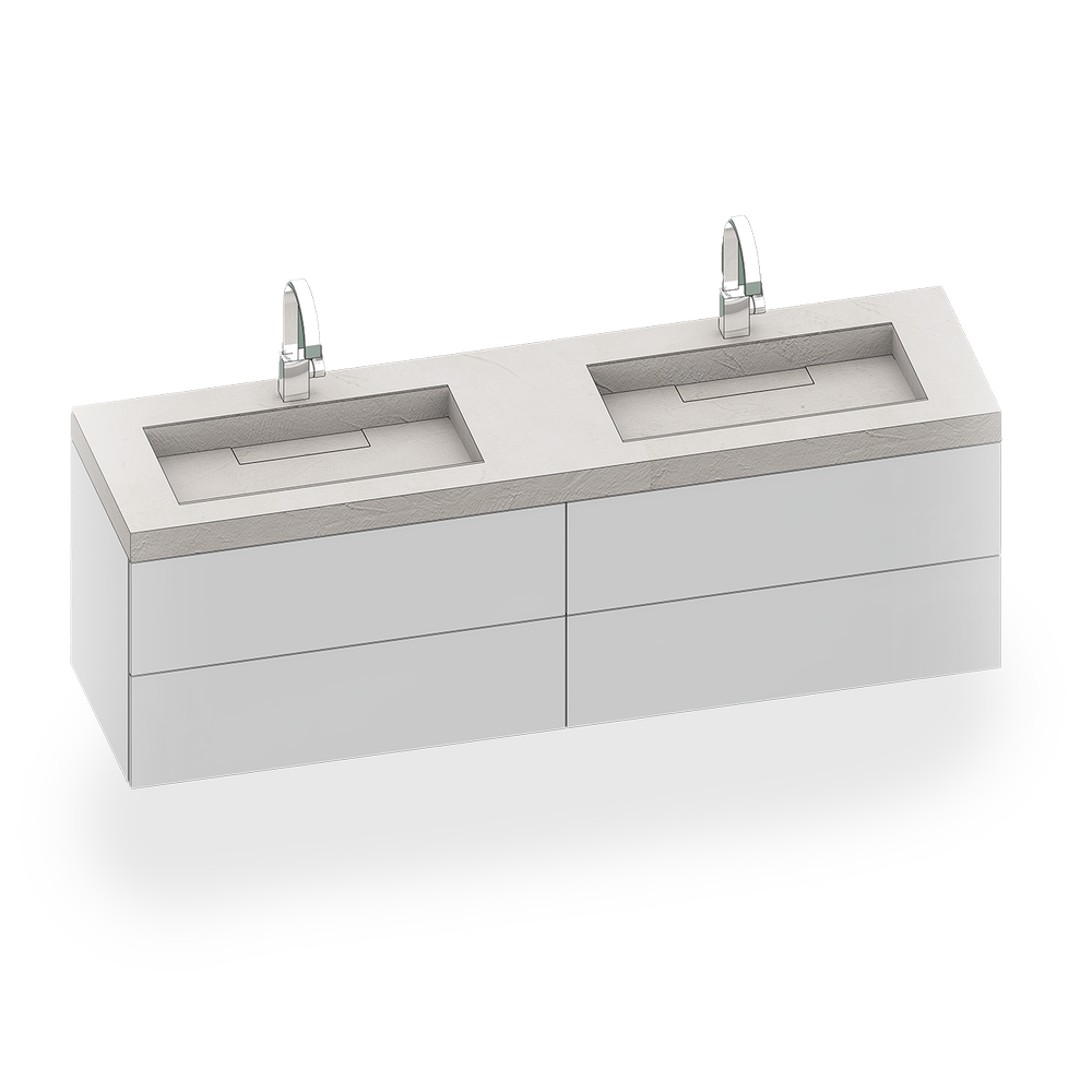 LINO Doppel-Möbelwaschtisch 1400mm, mit 2 x 1 Hahnloch