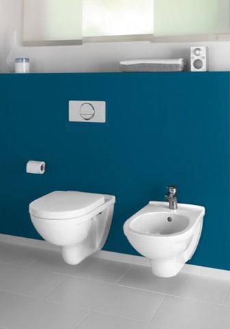 O.Novo Combi-Pack Wand-Tiefspül-WC mit Sitz, ohne Spülrand