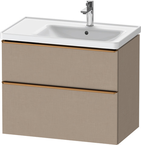 Duravit D-Neo Waschtischunterbau wandhängend mit Möbelgriff Bronze gebürstet