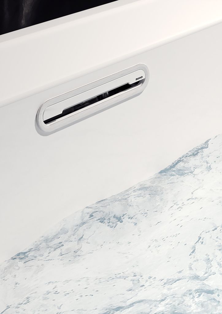 Inspire freistehende Badewanne 180 x 80cm mit RIHO Fall
