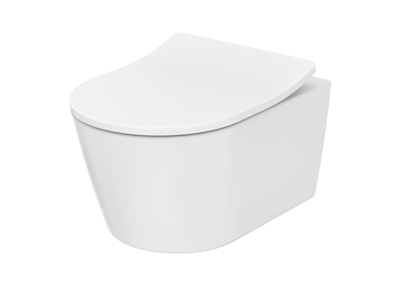 Weißes wandhängendes WC mit geschlossenem Deckel