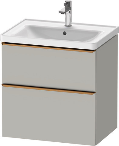 Duravit D-Neo Waschtischunterbau wandhängend mit Möbelgriff Bronze gebürstet