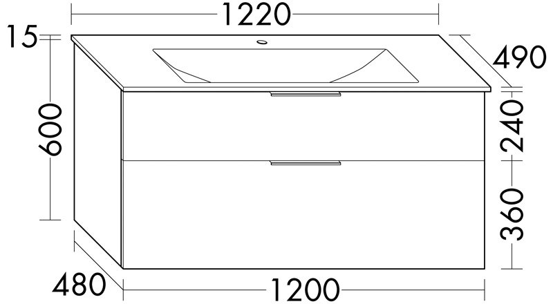 Eqio Badmöbel-Set SEYX122 mit Glas-Waschtisch, Lichtgrau Matt/Weiß