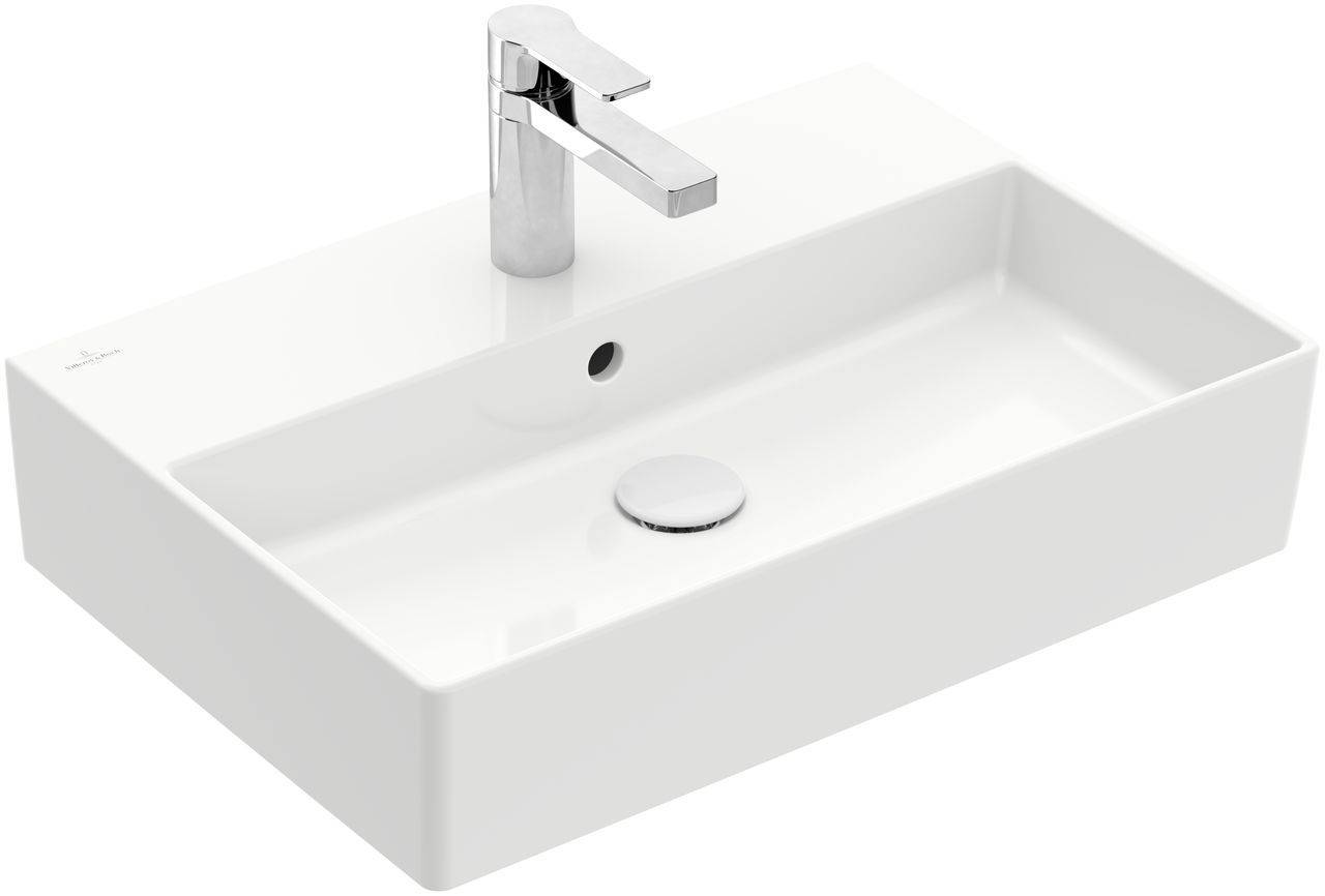 Villeroy & Boch Memento 2.0 Waschtisch, Unterseite geschliffen, 600 x 420mm, mit Hahnloch, mit Überlauf