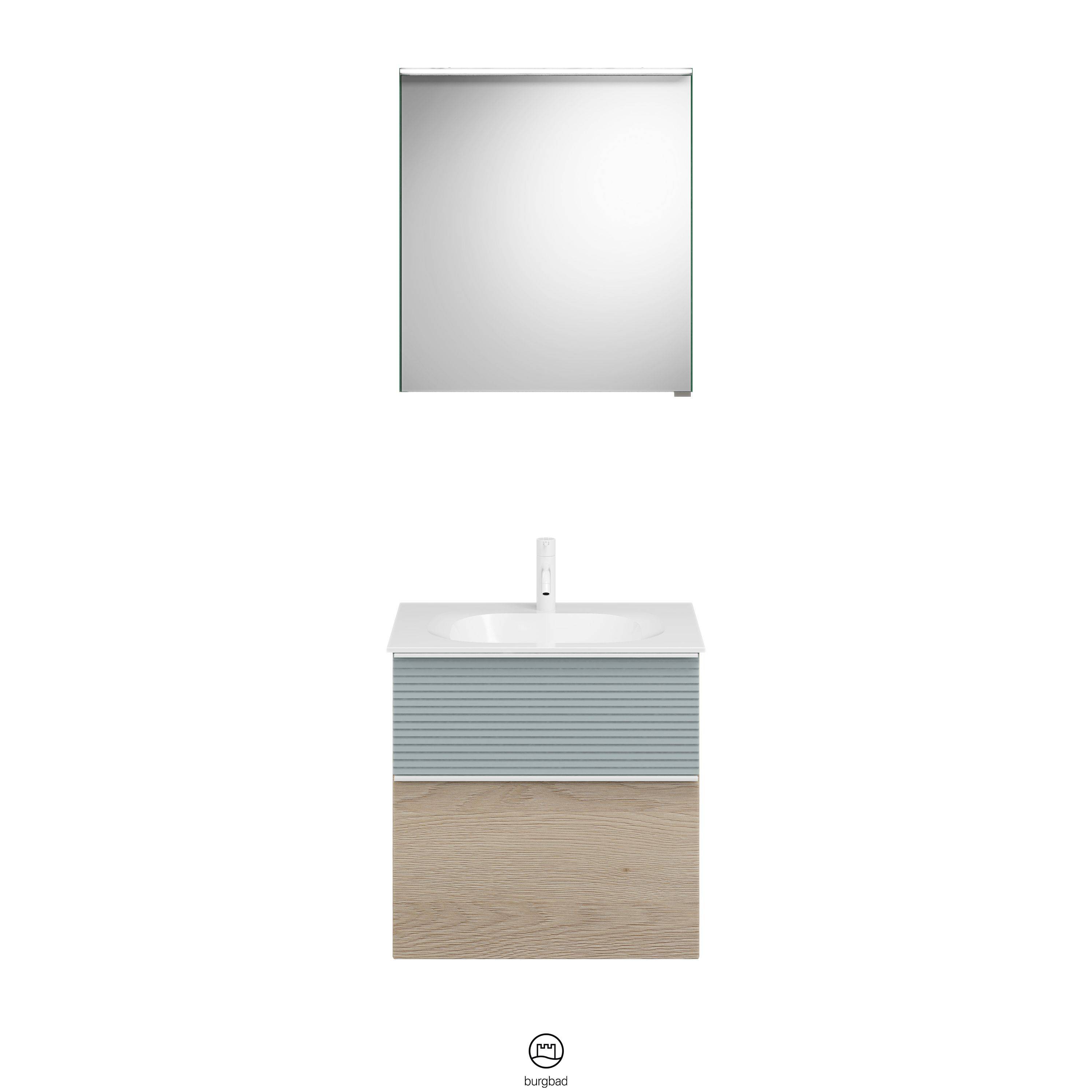 burgbad Fiumo Badmöbel-Set SFXV062 Eiche Dekor Cashmere/eisblau softmatt