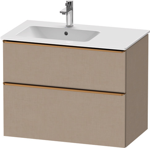 Duravit D-Neo Waschtischunterbau wandhängend mit Möbelgriff Bronze gebürstet