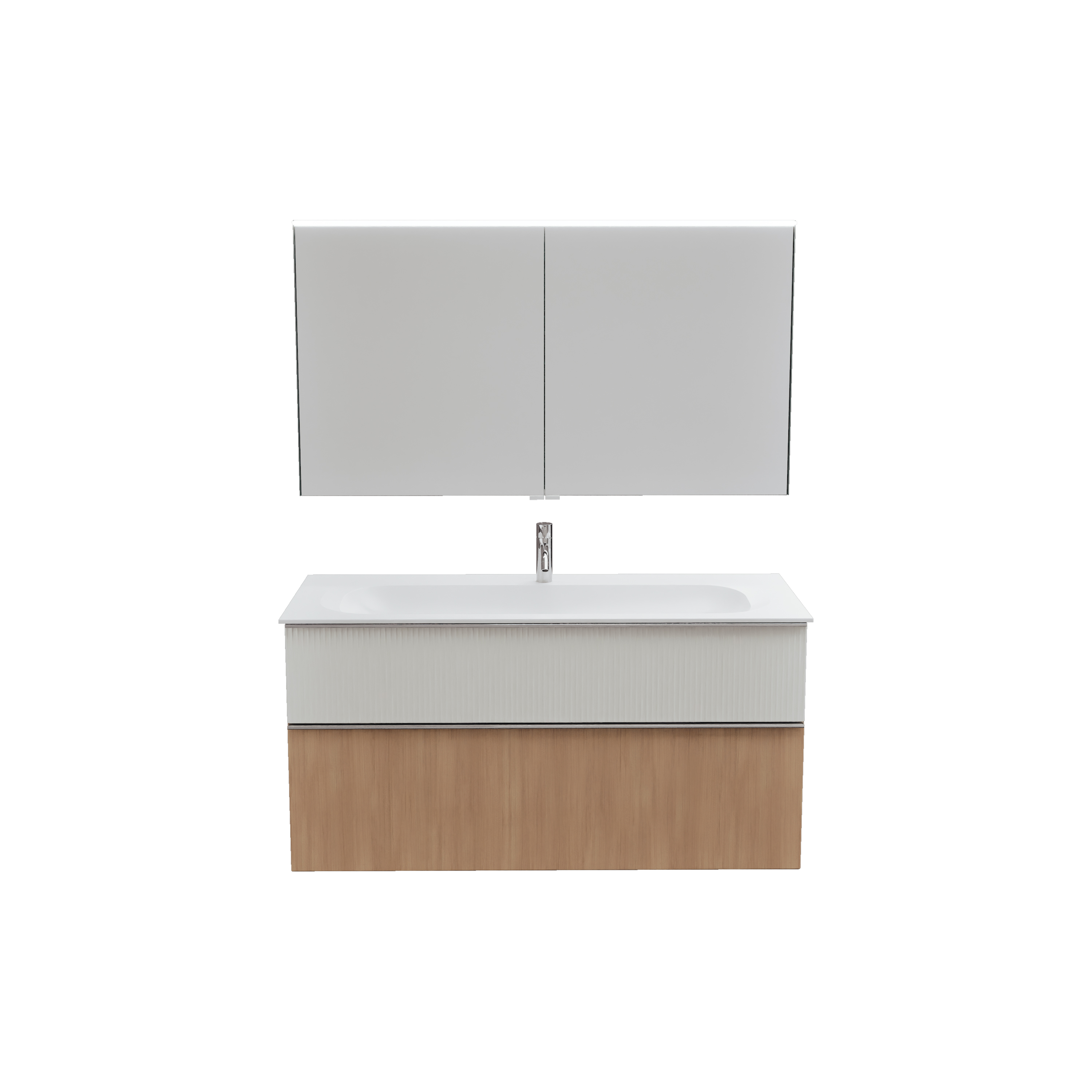 burgbad Fiumo 2.0 Badmöbel-Set 1220mm Tectona Dekor Zimt, Griff Chrom G0146