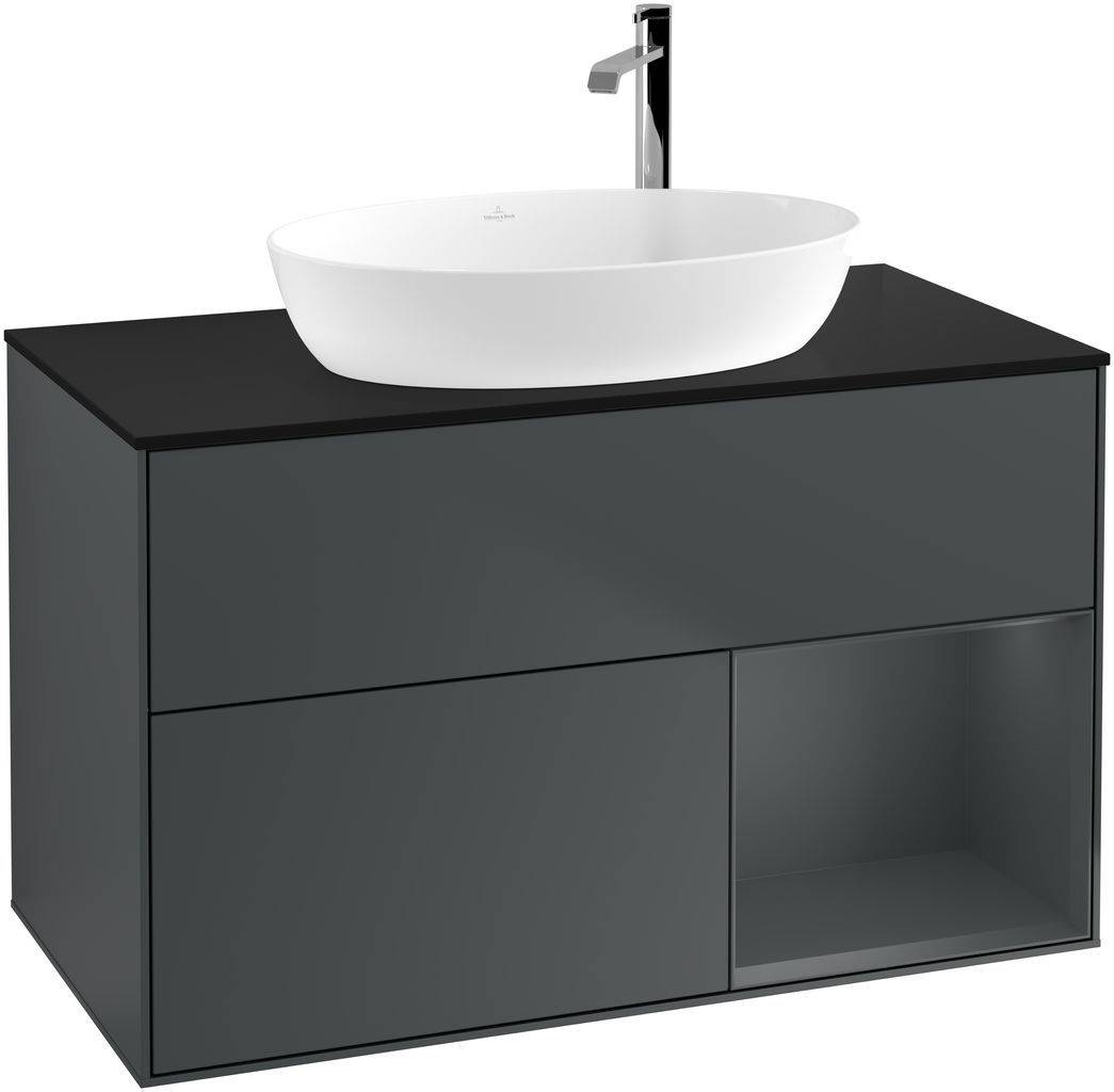 Villeroy & Boch Finion Waschtischunterschrank 1000 x 603 x 501mm, Abdeckplatte schwarz matt