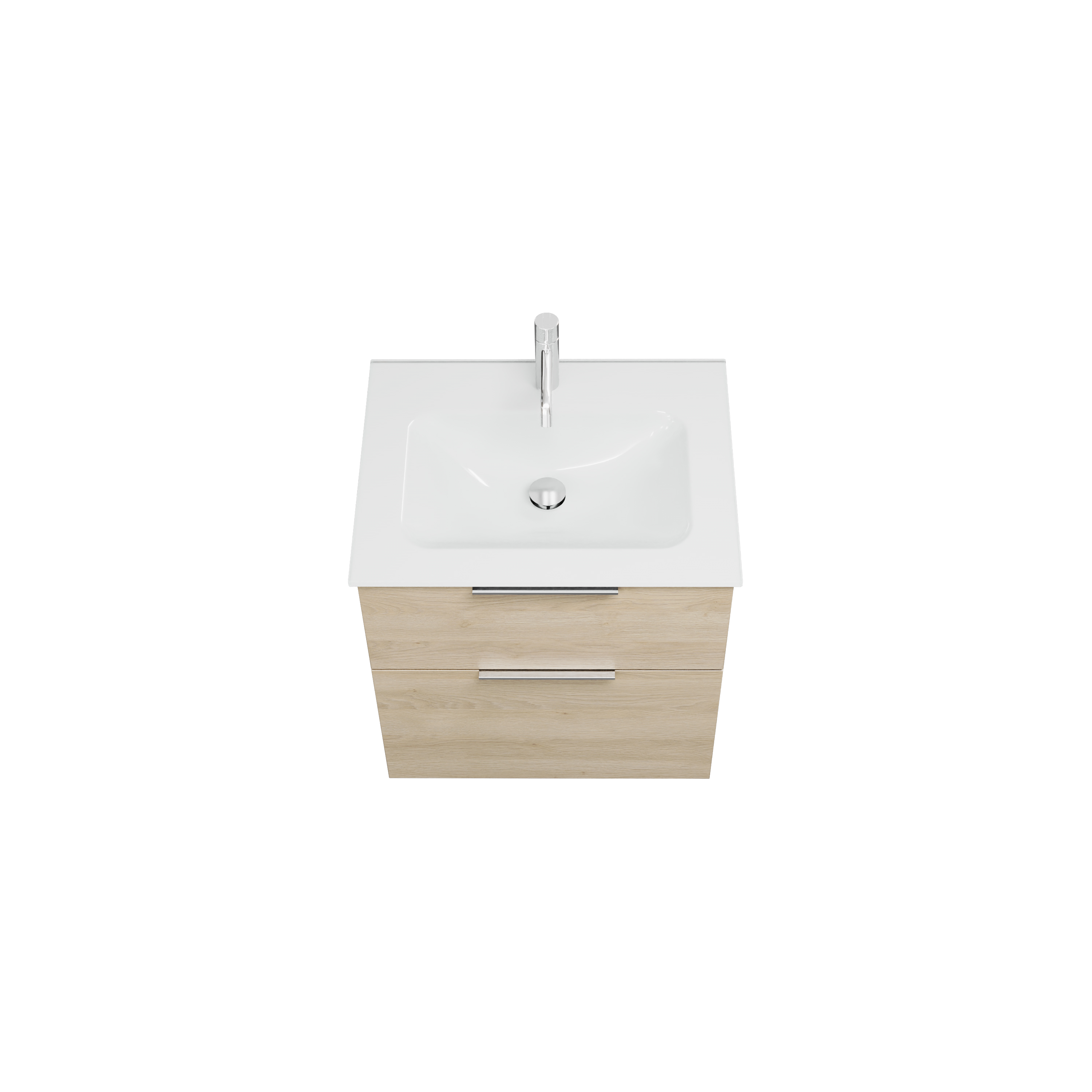 burgbad Eqio Badmöbel-Set SEYX062 mit Glas-Waschtisch, Eiche Dekor Cashmere/Weiß
