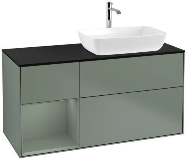 Villeroy & Boch Finion Waschtischunterschrank 1200 x 603 x 501mm, Abdeckplatte schwarz matt