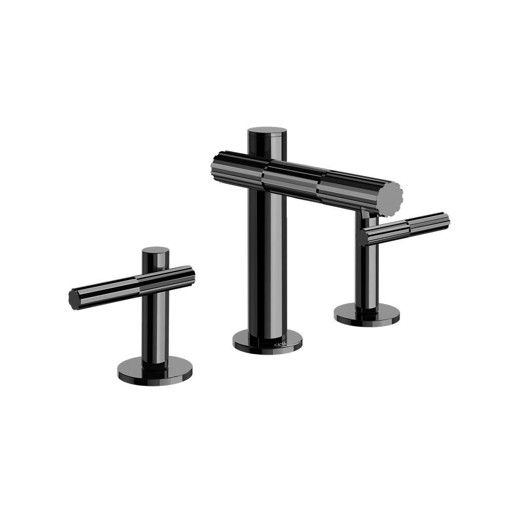 Gessi Incastri 3-Loch-Waschtischarmatur Metall schwarz PVD