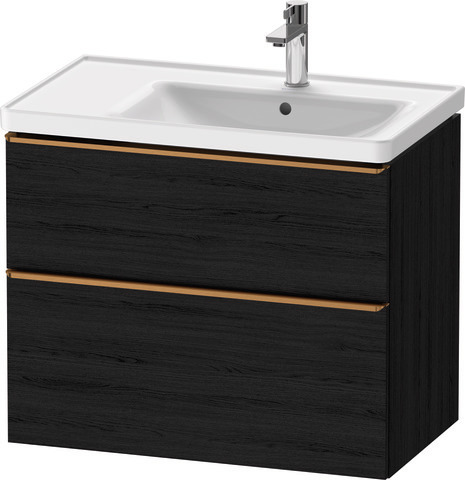 Duravit D-Neo Waschtischunterbau wandhängend mit Möbelgriff Bronze gebürstet