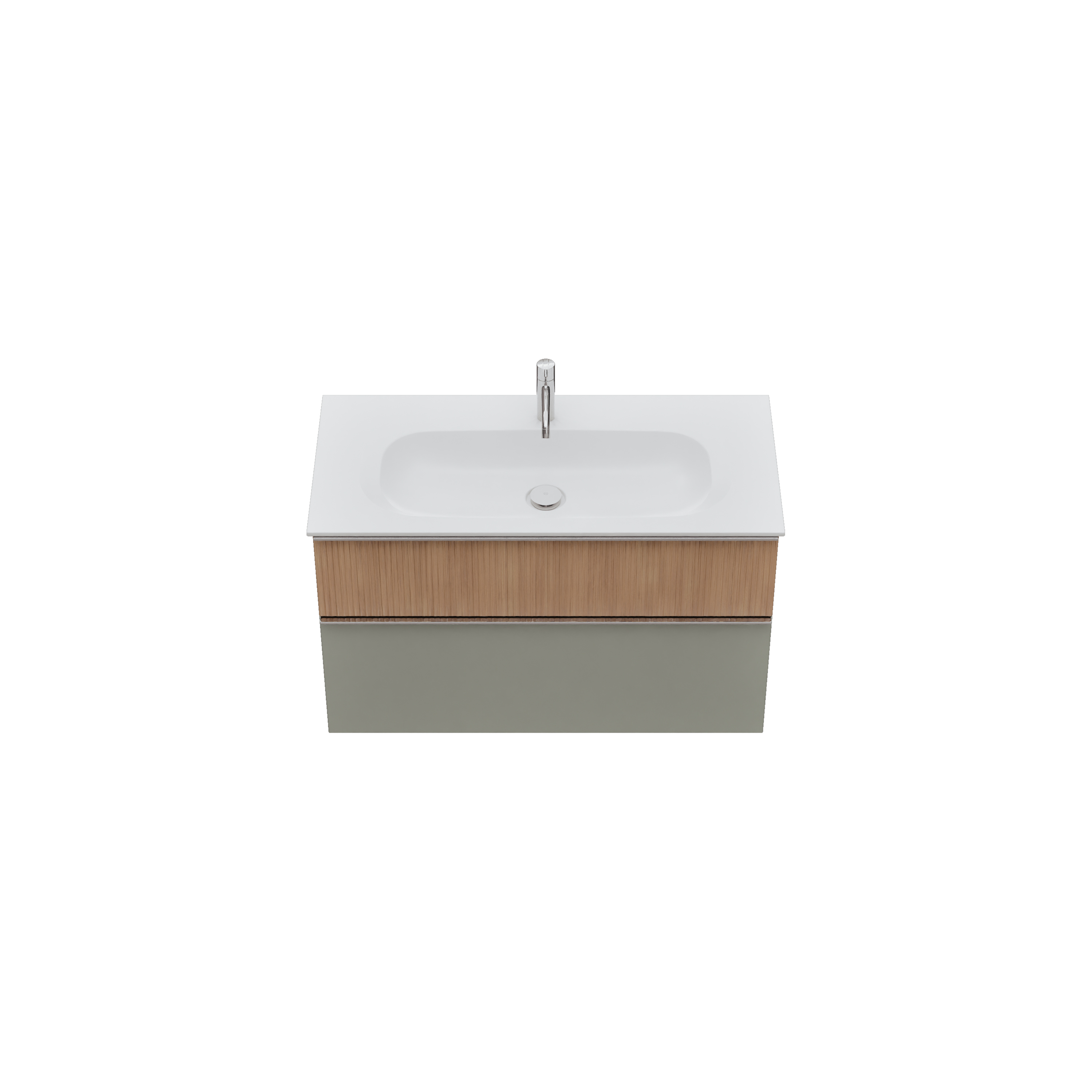 burgbad Fiumo 2.0 Badmöbel-Set 1020mm Rauchgrün Softmatt, Griff Chrom G0146