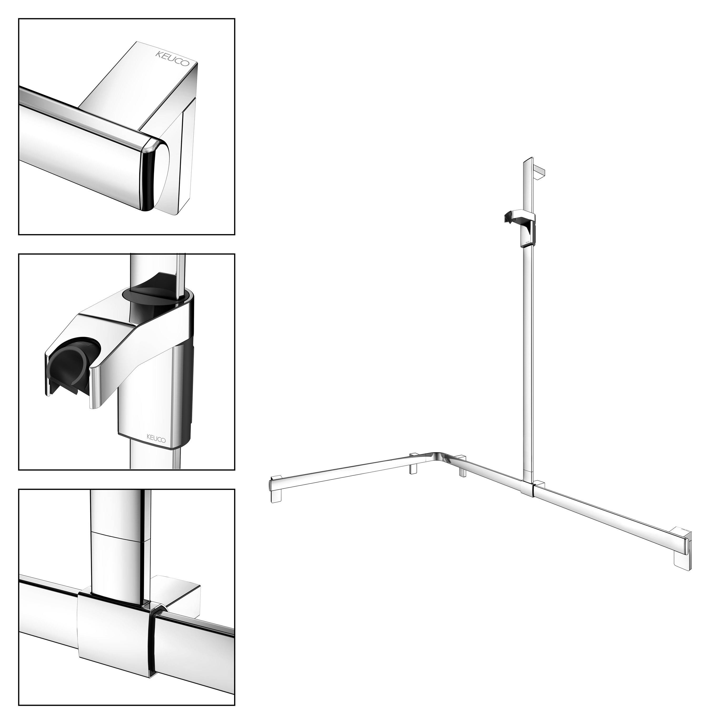 AXESS Duschhandlauf mit Brausestange rechte Ausführung 1150/850mm