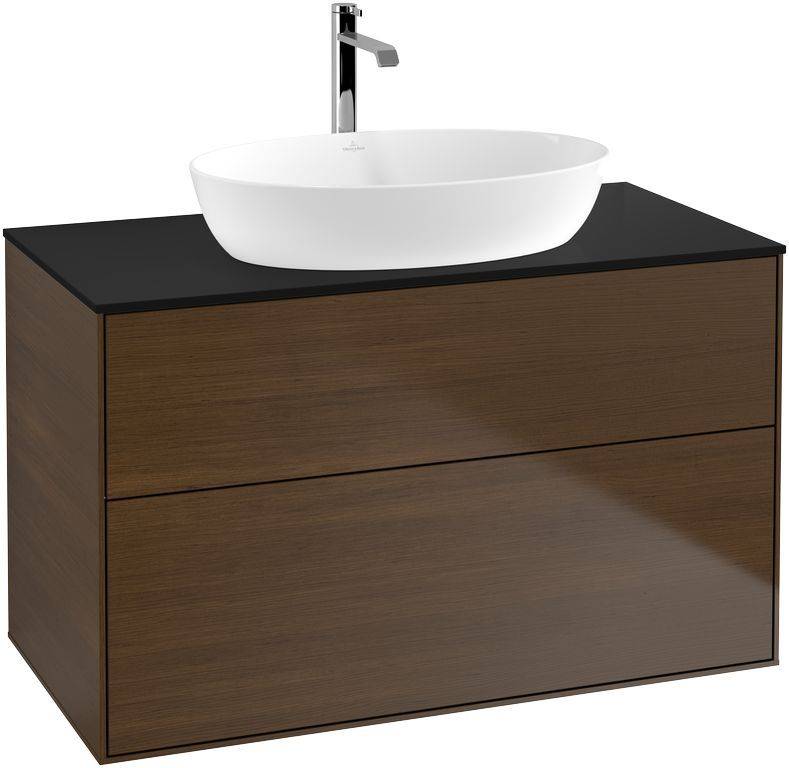 Villeroy & Boch Finion Waschtischunterschrank 1000 x 603 x 501mm, Abdeckplatte schwarz matt