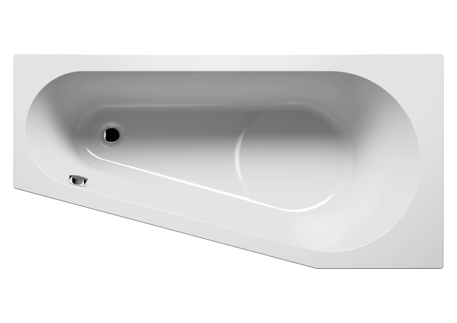 Delta Einbau-Badewanne mit Dusch-Bereich, Ausführung links, 150 x 80cm