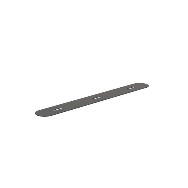 Langes schwarzes Metalldeckblech mit drei Schlitzlöchern
