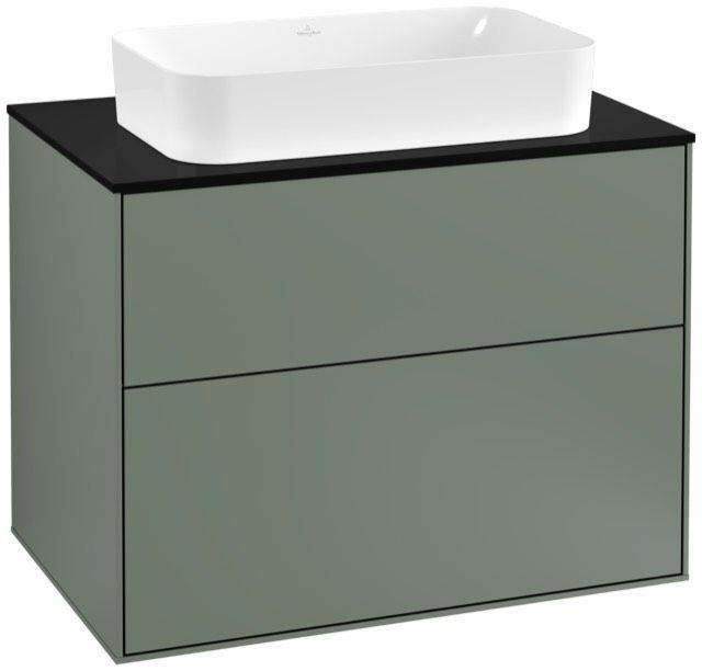 Villeroy & Boch Finion Waschtischunterschrank 800 x 603 x 501mm, Abdeckplatte schwarz matt