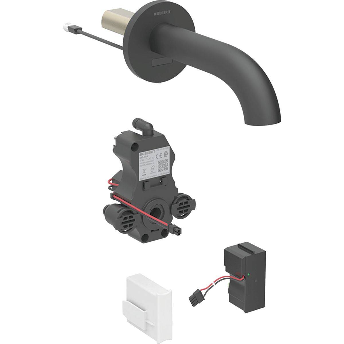 Piave Waschtischarmatur zur Wandmontage, Netzbetrieb, für UP-Funktionsbox, 17cm