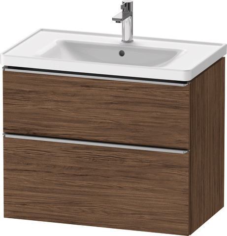 Duravit D-Neo Waschtischunterbau wandhängend mit Möbelgriff Edelstahl gebürstet