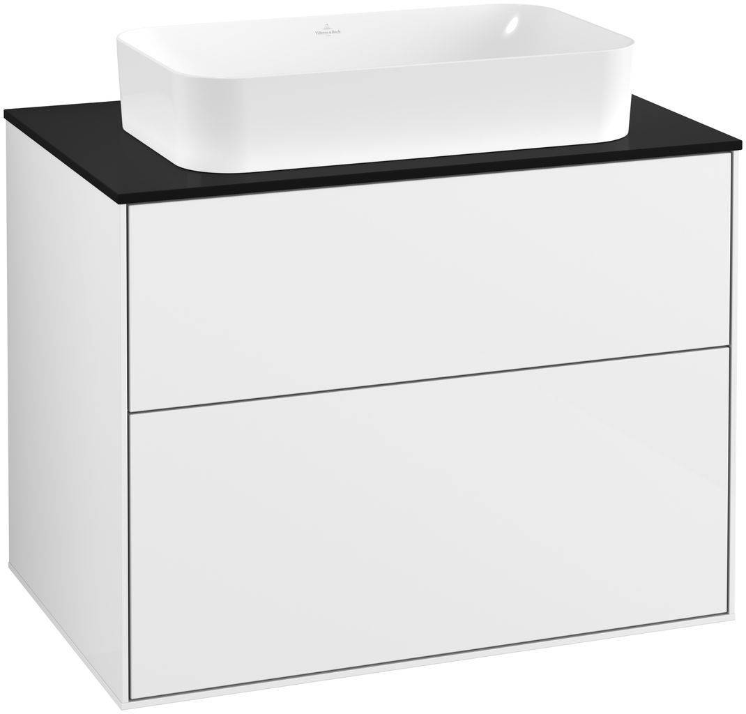 Villeroy & Boch Finion Waschtischunterschrank 800 x 603 x 501mm, Abdeckplatte schwarz matt