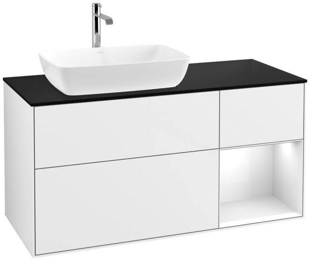 Villeroy & Boch Finion Waschtischunterschrank 1200 x 603 x 501mm, Abdeckplatte schwarz matt