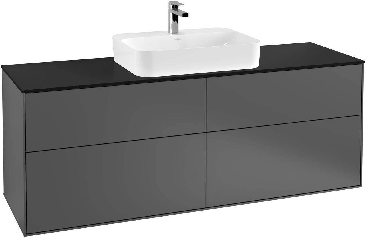 Villeroy & Boch Finion Waschtischunterschrank 1600 x 603 x 501mm, Abdeckplatte schwarz matt