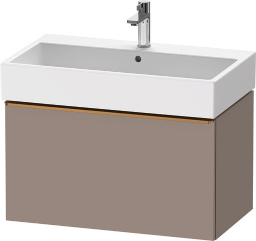 Duravit D-Neo Waschtischunterbau wandhängend mit Möbelgriff Bronze gebürstet
