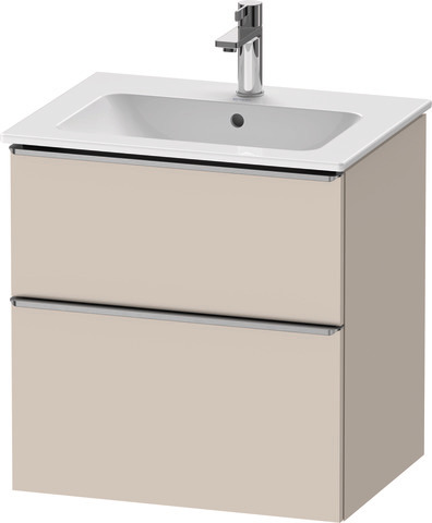 Duravit D-Neo Waschtischunterbau wandhängend mit Möbelgriff Edelstahl gebürstet