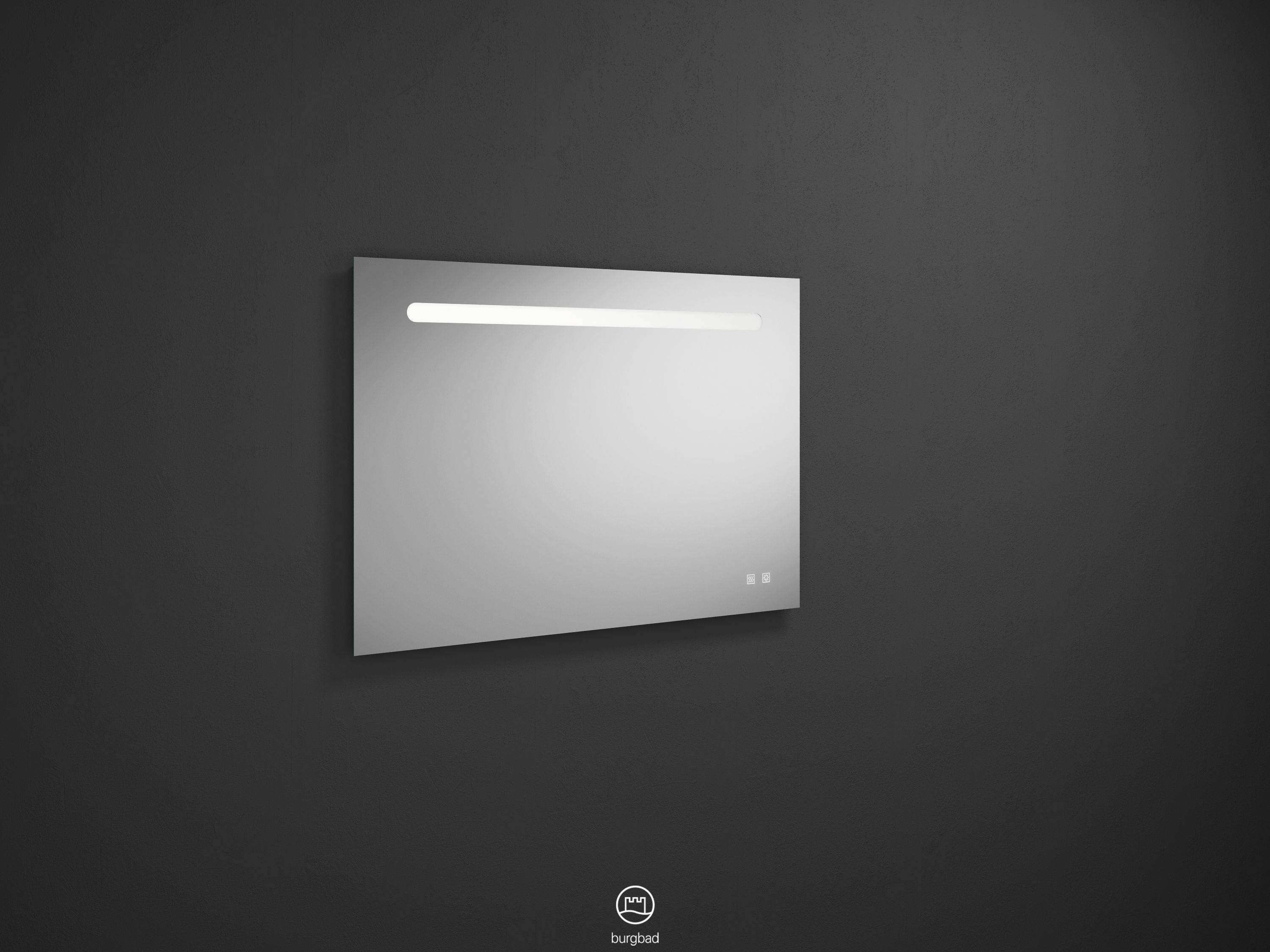 Rechteckiger Badspiegel mit integrierter LED-Leuchte an dunk