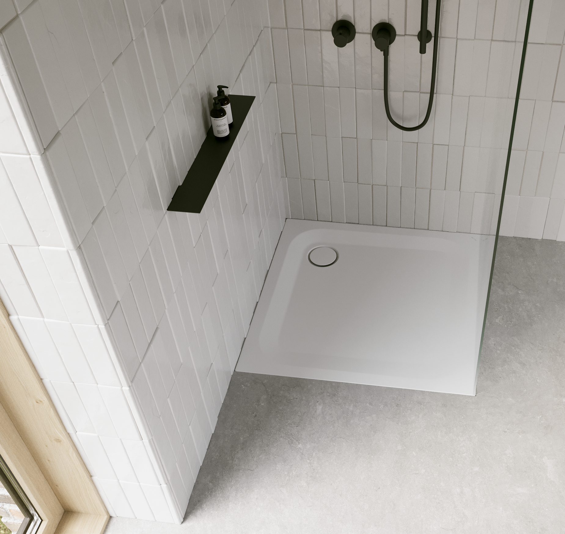 Bette Ultra Rechteck-Duschwanne, mit Wannenträger, Weiß, 900x850mm