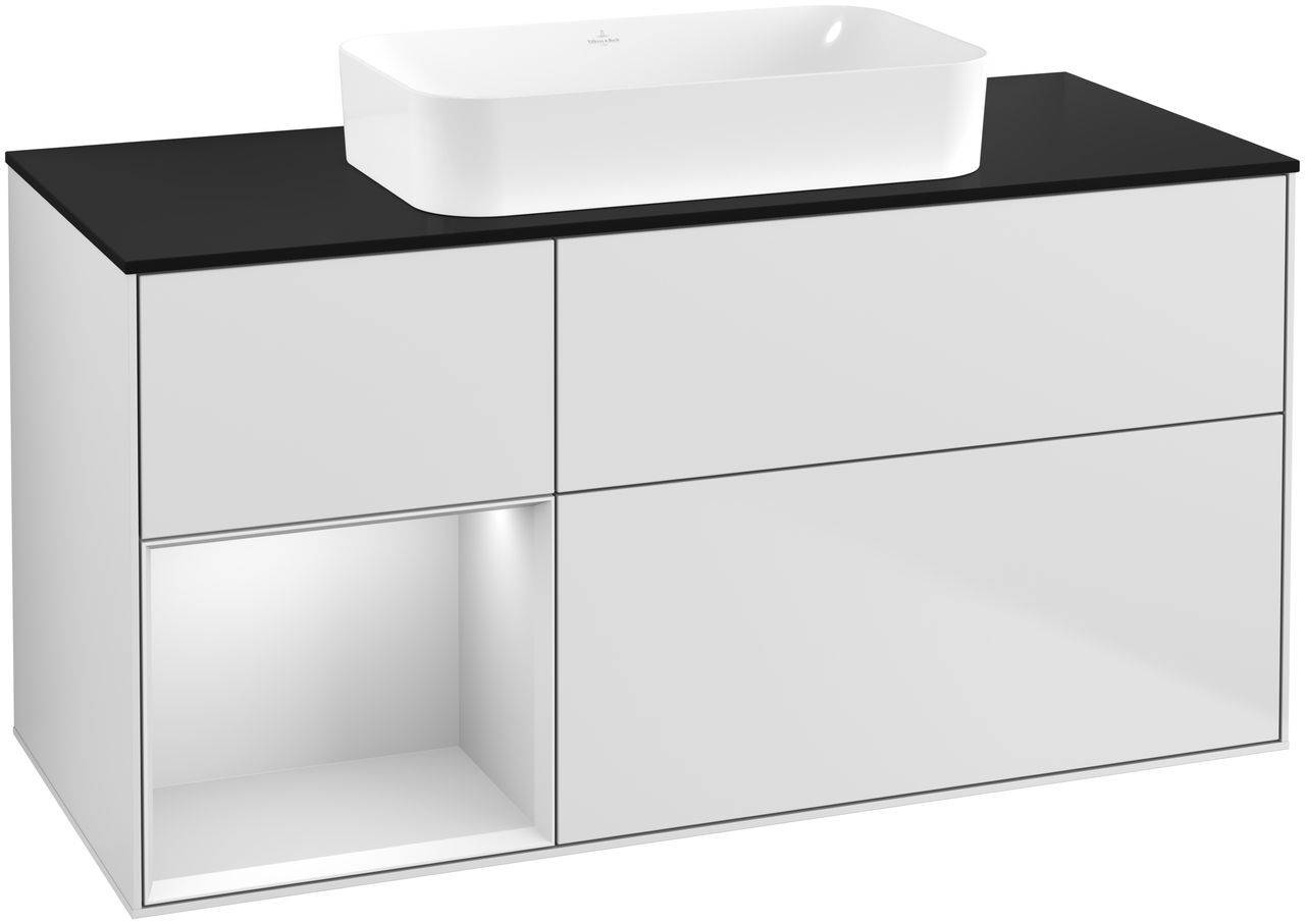 Villeroy & Boch Finion Waschtischunterschrank 1200 x 603 x 501mm, Abdeckplatte schwarz matt