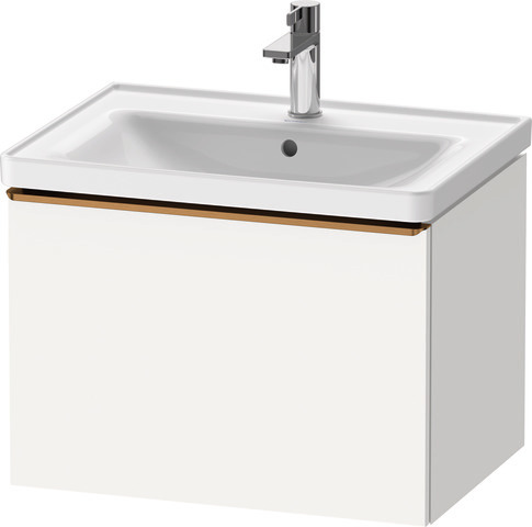 Duravit D-Neo Waschtischunterbau wandhängend mit Möbelgriff Bronze gebürstet