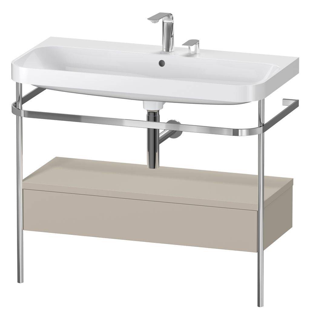 Duravit Happy D.2 Plus Möbelwaschtisch c-shaped mit Metallkonsole, bodenstehend, 975 x 490mm