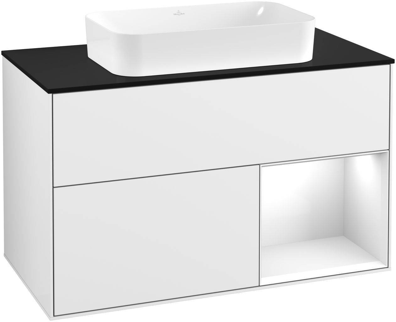 Villeroy & Boch Finion Waschtischunterschrank 1000 x 603 x 501mm, Abdeckplatte schwarz matt