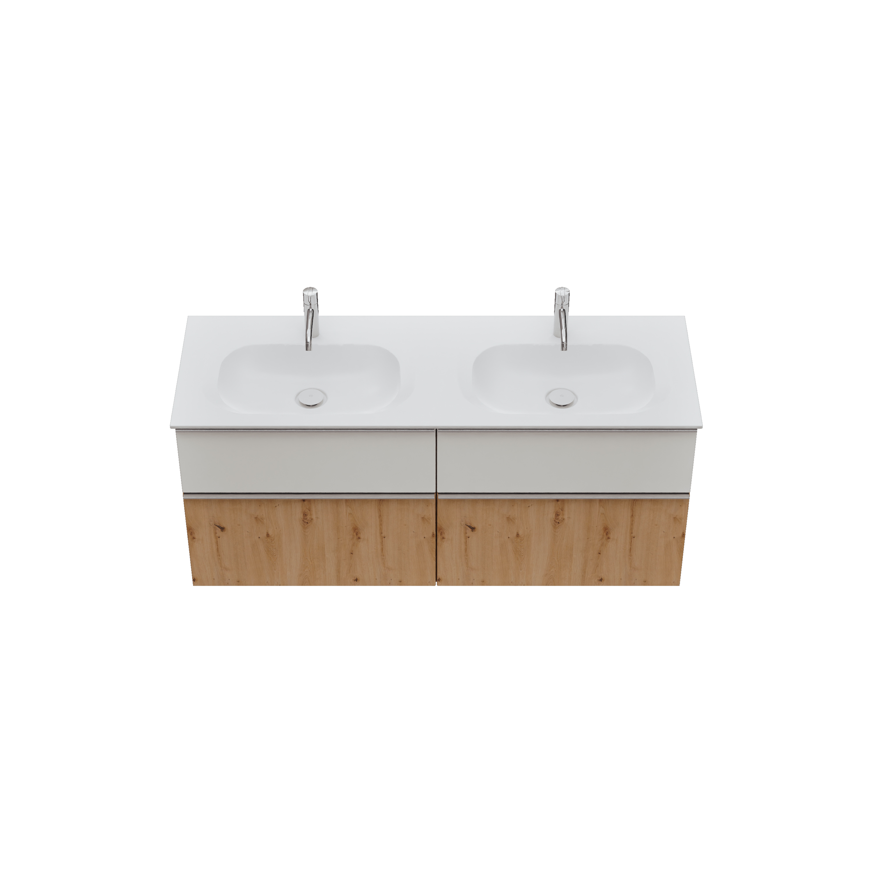 burgbad Fiumo 2.0 Badmöbel-Set 1420mm Eiche Dekor Urban, Griff Chrom G0146
