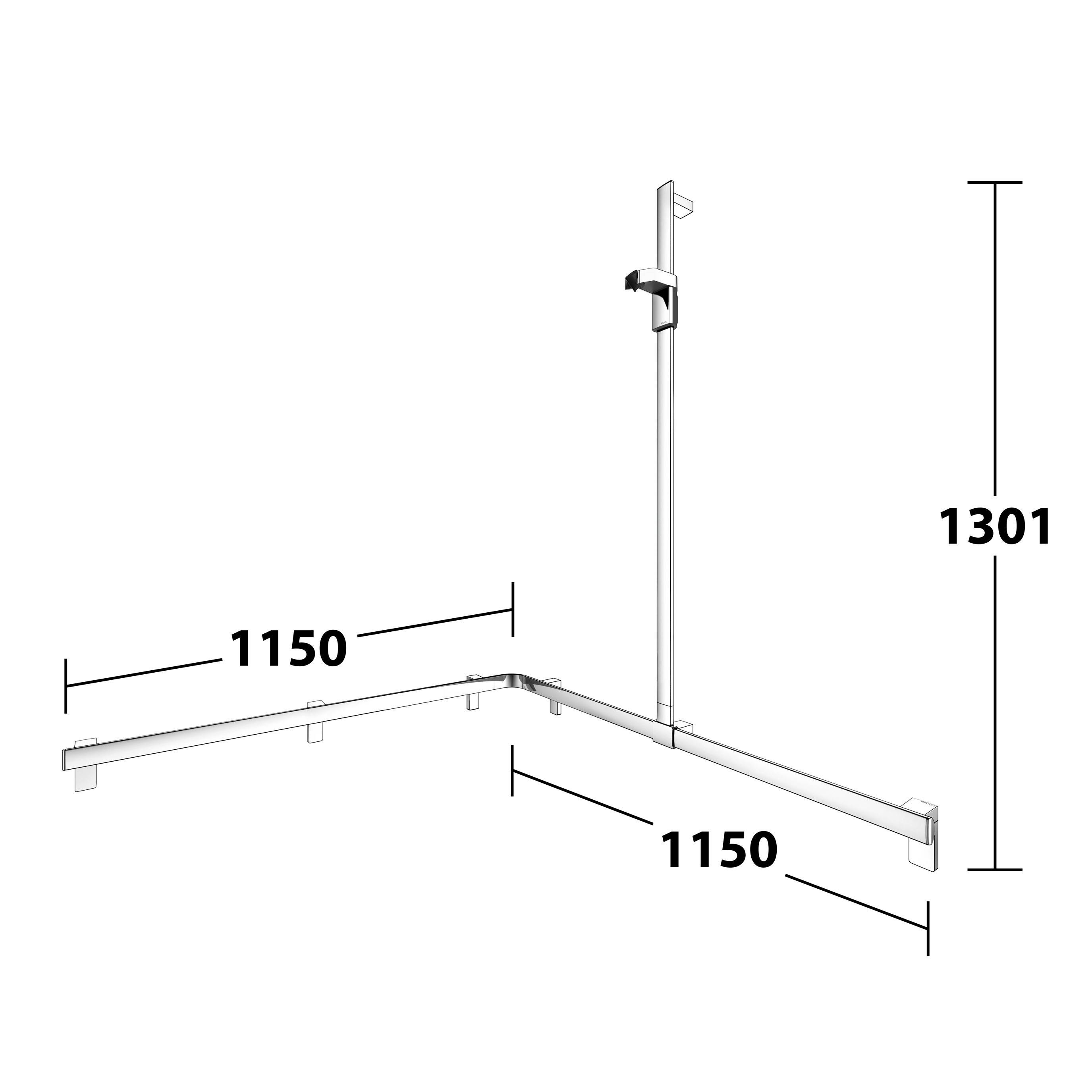 AXESS Duschhandlauf mit Brausestange rechte Ausführung 1150/1150mm