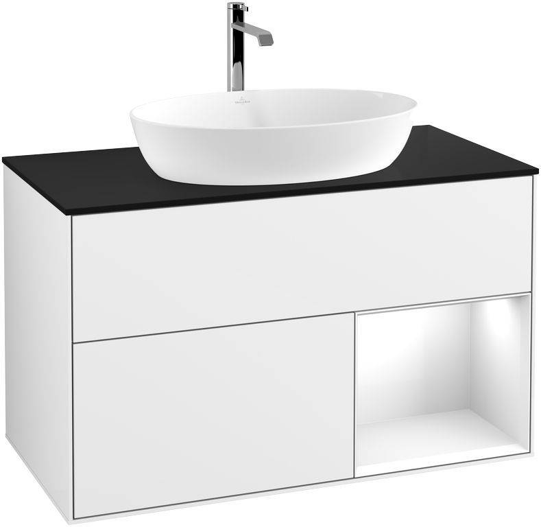 Finion Waschtischunterschrank  1000 x 603 x 501mm, Abdeckplatte schwarz matt