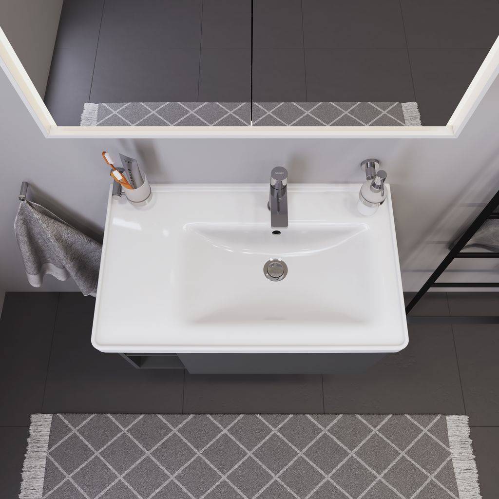 D-Neo Möbelwaschtisch, Becken links, 800 x 480mm