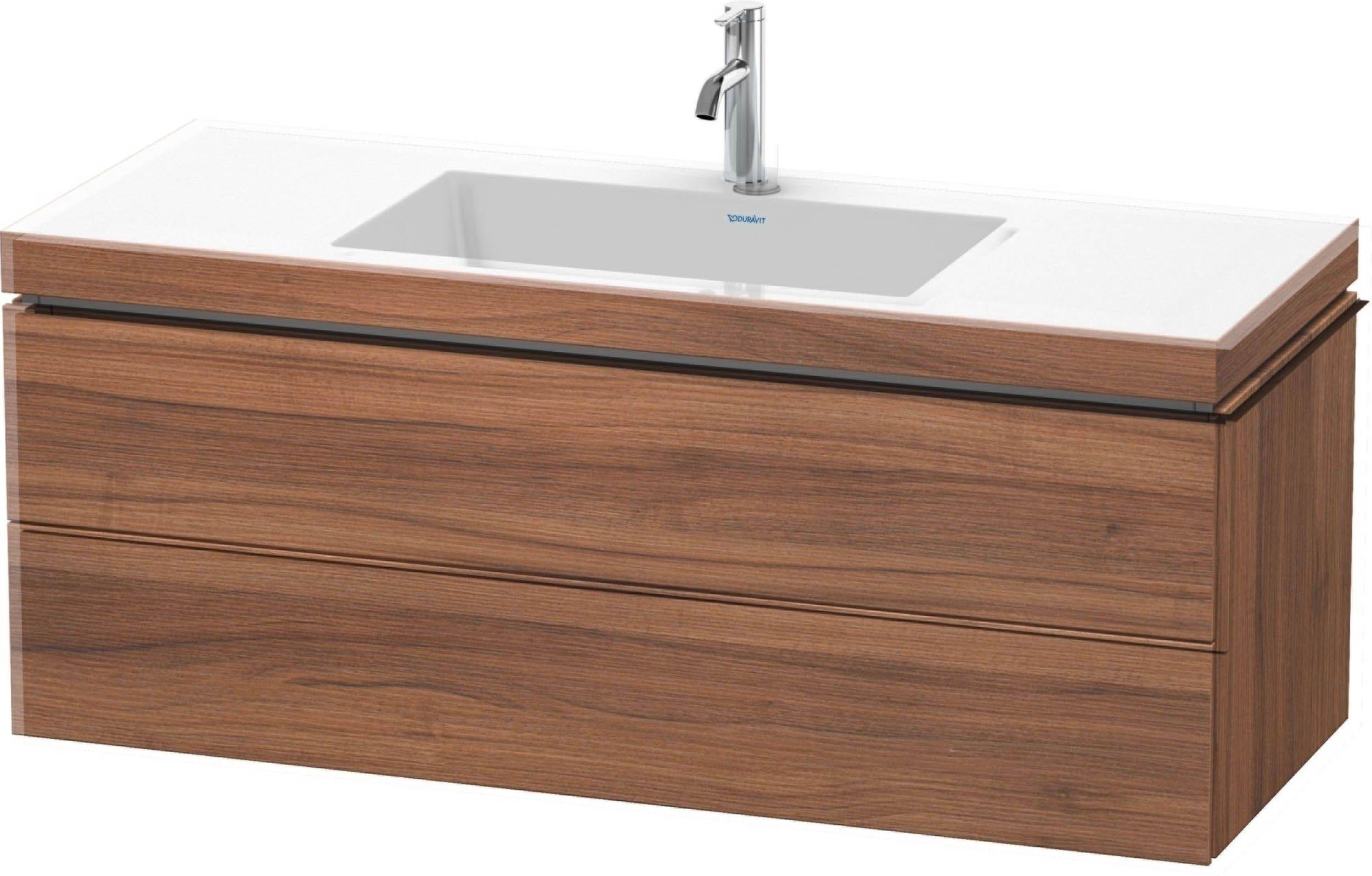 Duravit L-Cube Möbelwaschtisch c-bonded mit Unterbau wandhängend, LC6929O, 1200 x 480mm, 2 Schubkästen