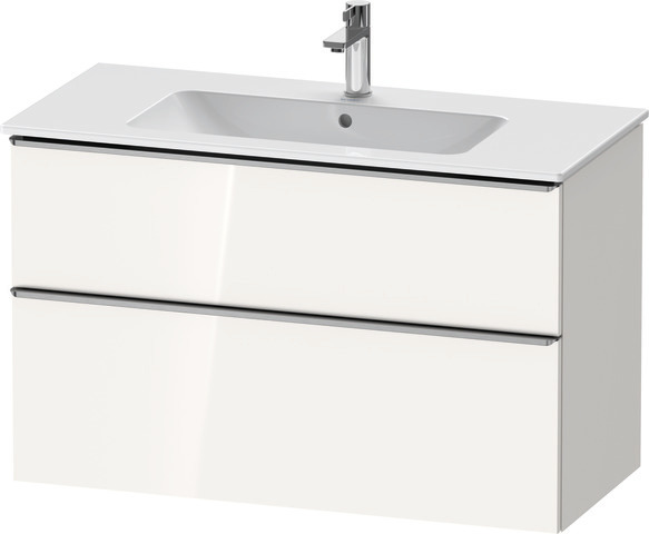 Duravit D-Neo Waschtischunterbau wandhängend mit Möbelgriff Edelstahl gebürstet