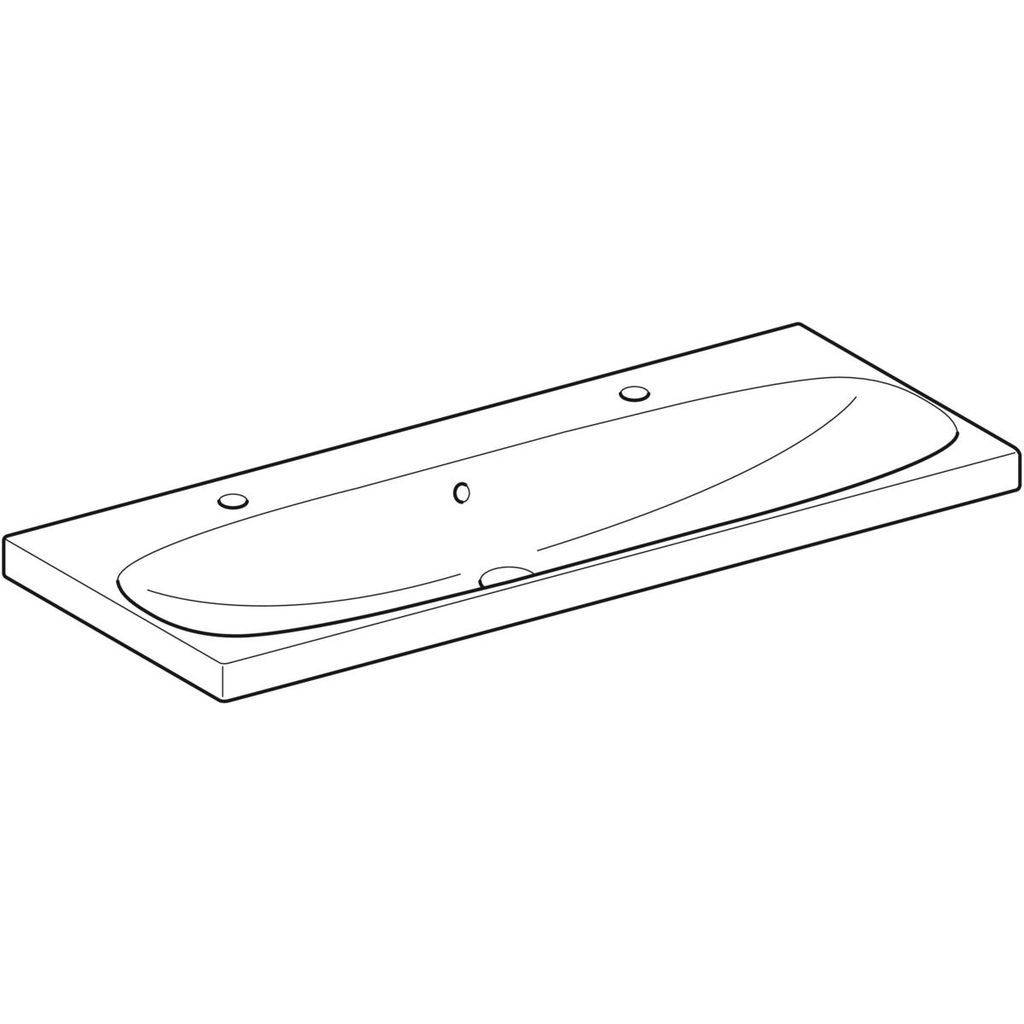 Acanto Waschtisch; 1200 x 480mm; mit 2 Hahnlöchern, mit sichtbarem Überlauf