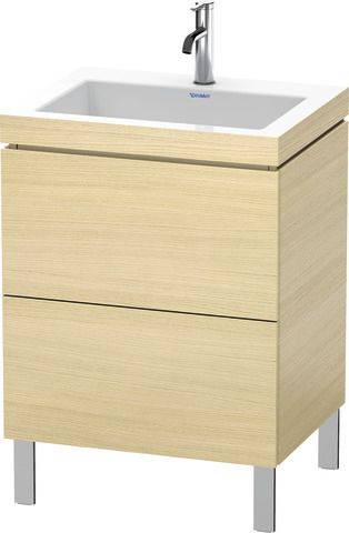 Duravit L-Cube Möbelwaschtisch c-bonded mit Unterbau bodenstehend, LC6936O, 600 x 480mm, 2 Schubkästen