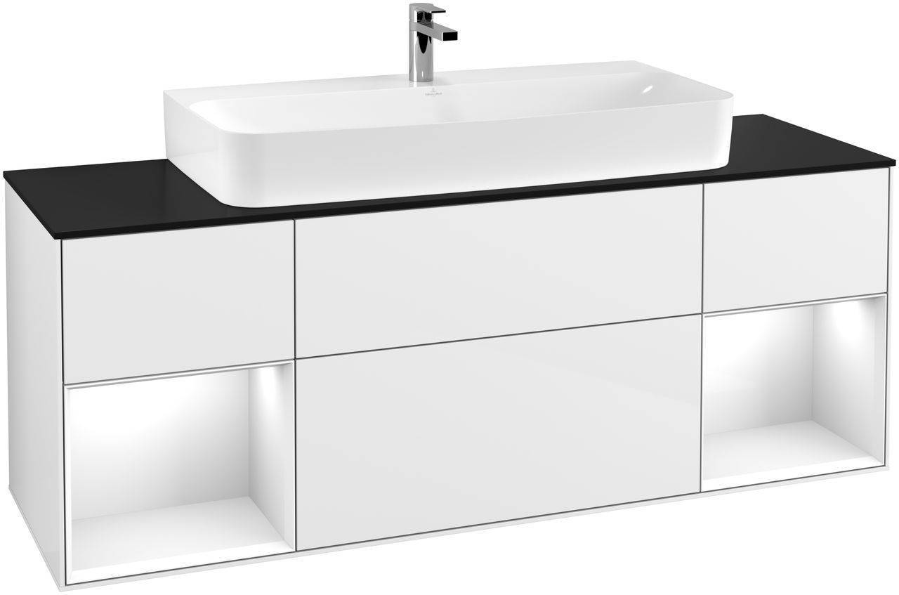 Villeroy & Boch Finion Waschtischunterschrank 1600 x 603 x 501mm, Abdeckplatte schwarz matt