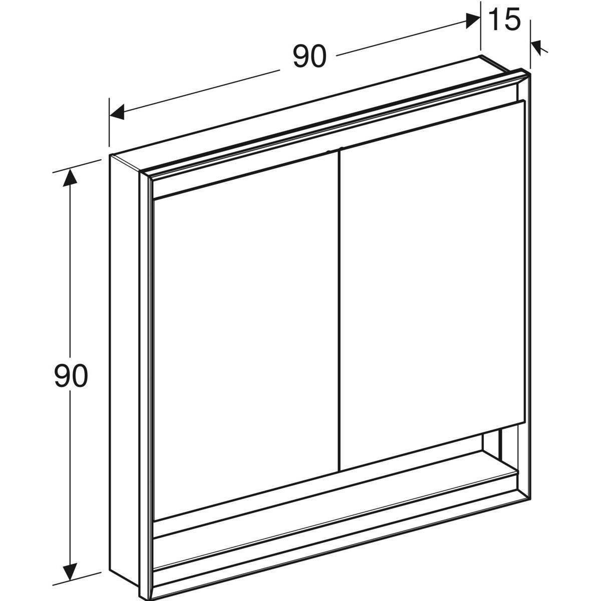 ONE Einbau-Spiegelschrank mit Nische und ComfortLight, 90 x 90 x 15cm