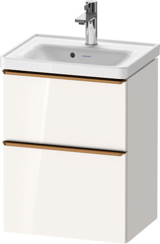 Duravit D-Neo Waschtischunterbau wandhängend mit Möbelgriff Bronze gebürstet